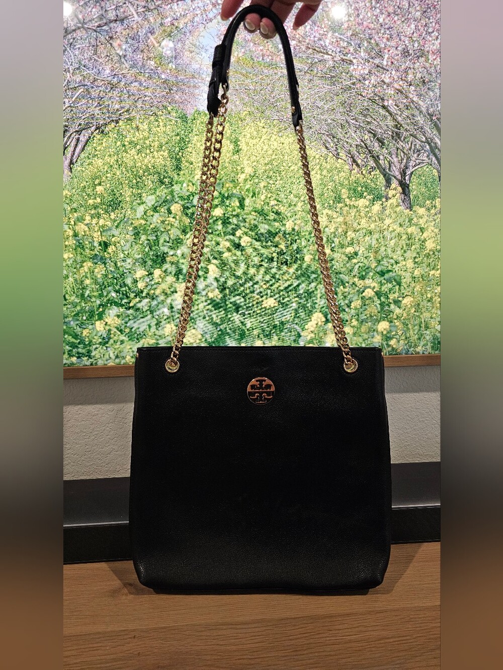 Tory Burch Black Leather Chain-Handle Shoulder/Crossbody Bag